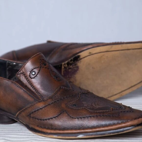 Men\'s Lounge By Mark Nason Studded U Rock Slip On Loafers Brown Shoes Sz 9 main image 6